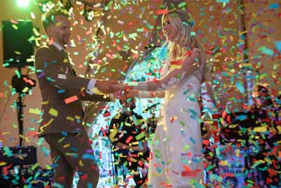 All Occasions Discotheques & Events UK Bride & Groom First Dance With Confetti Canon Hire On Private Land In A Marquee